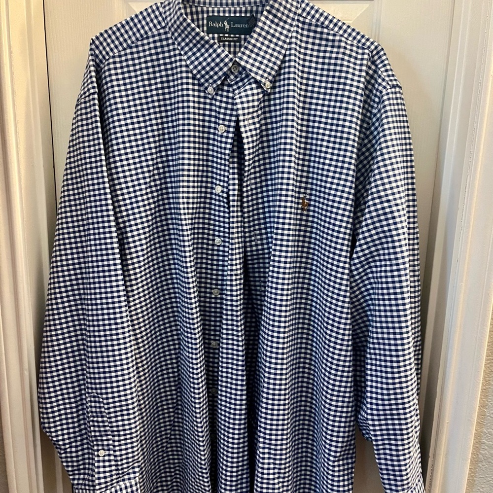 Ralph Lauren Men's Blue Checkered Shirt Size 2XB